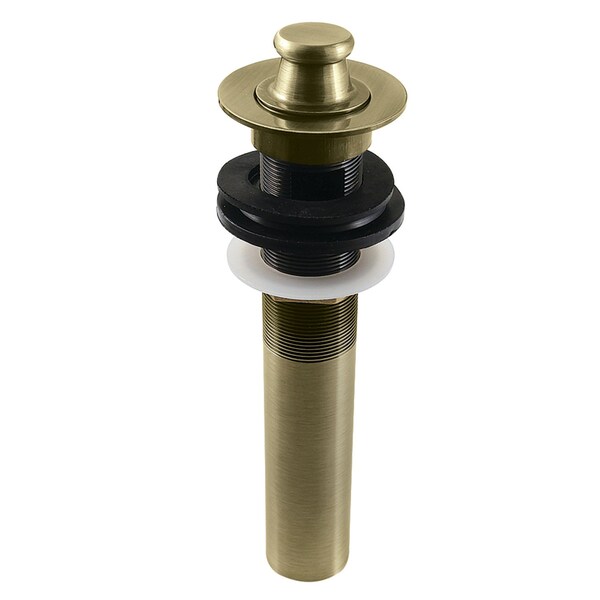 Lift and Turn Sink Drain with Overflow, 17 Gauge, Antique Brass